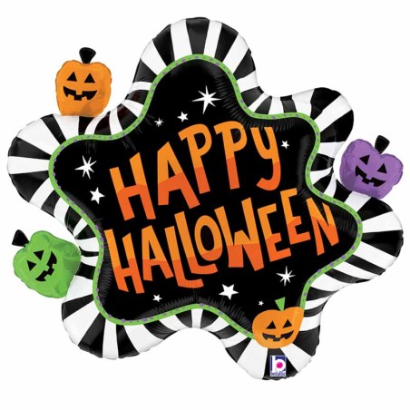 Palloncino in Foil 41" Super Shape Happy Halloween "Striped Splat" Halloween Grabo