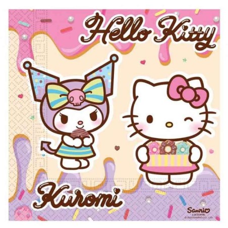 Tovagliolo di Carta 33x33cm con Hello Kitty e Kuromi 20pz Hello Kitty