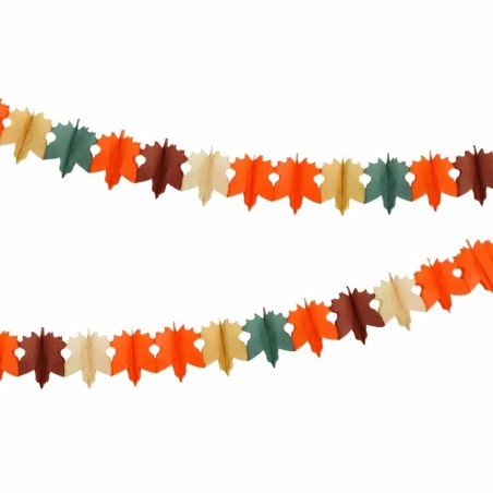 Ghirlanda Decorativa con Foglie Autunnali di Carta Velina 3mt Festa Tema Autunno