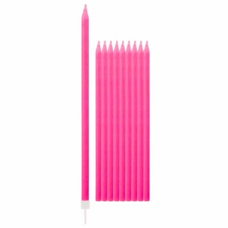 Candelina Stelo 15.5cm Fucsia Fluo 10pz Candeline Stelo