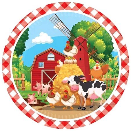 Piatto di Carta 23cm Animali della Fattoria 8pz Fattoria