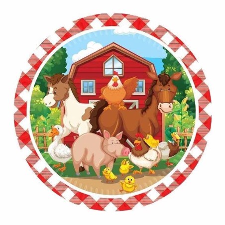 Piatto di Carta 18cm Animali della Fattoria 8pz Fattoria