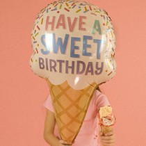 Palloncino in Foil 32" Super Shape Cono Gelato "Happy Birthday" Happy Birthday Grabo