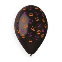 Palloncino in Lattice 13" GS120 Nero con Simboli Halloween "Texture Black" 6pz Gemar "Halloween"