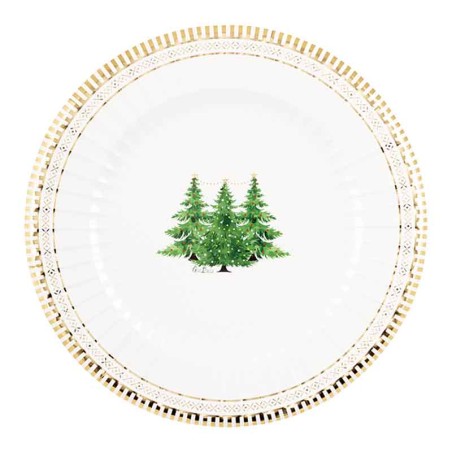 Piatto di Carta 27cm "Gold Trees" 8pz