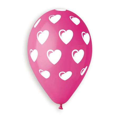 Palloncino in Lattice 12" GS110 Fucsia con Stampa Cuori 100pz Gemar Amore "Love"