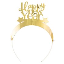 Cerchietto per Capelli Oro Metallizzato "Happy New Year" Accessori Persona Natale e Capodanno