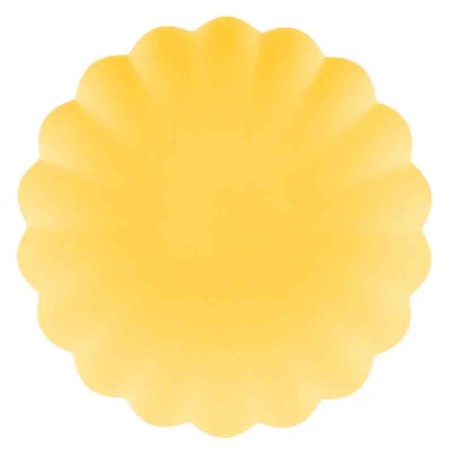 Piatto di Plastica 22cm Riutilizzabile Giallo Pastello 4pz Giallo "Yellow"