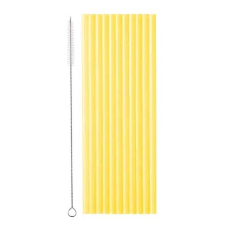 Cannucce di Plastica Riutilizzabile Giallo Pastello 12pz