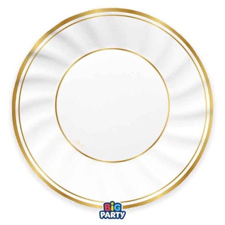Piatto di Carta 25cm Bianco e Oro "Classic Gold Metal" 6pz