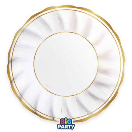 Piatto di Carta 20cm Bianco e Oro "Classic Gold Metal" 6pz