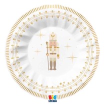 Piatto di Carta Fondo 24cm "Gold Nutcracker" 6pz Lo Schiaccianoci