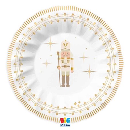 Piatto di Carta Fondo 24cm "Gold Nutcracker" 6pz Lo Schiaccianoci