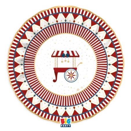 Piatto di Carta Fondo 24cm "Christmas Carousel" 6pz