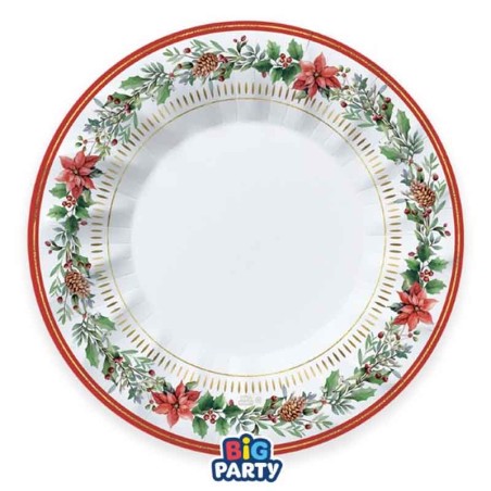 Piatto di Carta Fondo 24cm "Red Poinsettia" 6pz