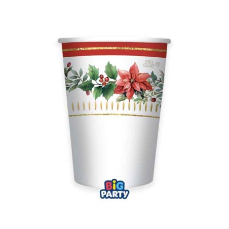 Bicchiere di Carta 250ml "Red Poinsettia" 6pz