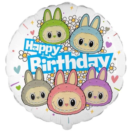 Palloncino in Foil 18" Happy Birthday Celeste "Angry Bunny Family"