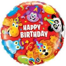 Palloncino in Foil 18" Festa di Compleanno con Animali "Happy Birthday" Circo "Circus Party"