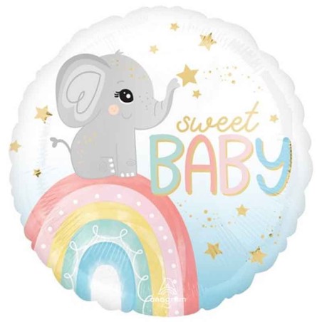 Palloncino in Foil 18" Nascita con Elefantino "Sweet Baby" Baby Shower