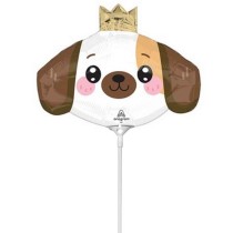 Palloncino in Foil 14" Mini Shape Cane con Corona Animali (Fattoria e Domestici)