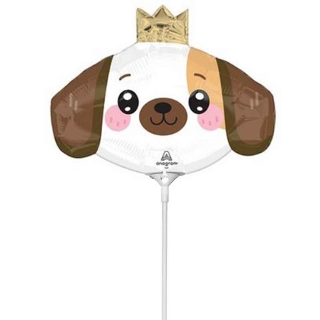 Palloncino in Foil 14" Mini Shape Cane con Corona Animali (Fattoria e Domestici)