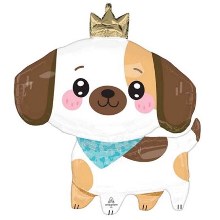 Palloncino in Foil 27" Super Shape Cane con Corona Animali (Fattoria e Domestici)