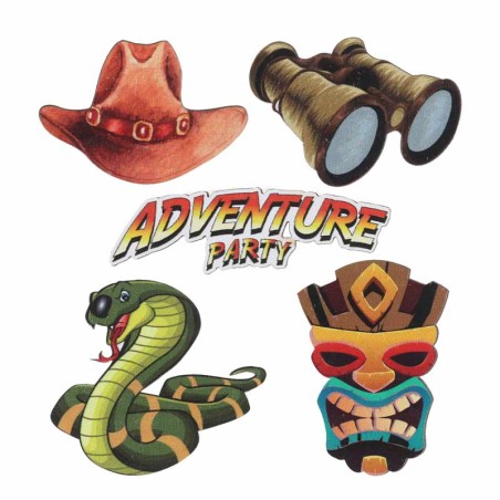 Decorazioni in Legno Tema Avventura "Adventure Party" 10pz