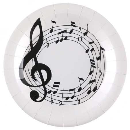 Piatto di Carta 22cm Note Musicali "Music" 10pz
