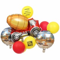 Bouquet di Palloncini Tema Costruzioni Stradali 10pz Veicoli