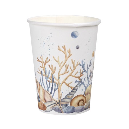 Bicchiere di Carta 270ml con Mare e Conchiglie 10pz