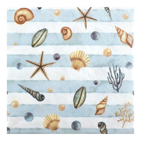 Tovagliolo di Carta 33x33cm con Mare e Conchiglie 20pz