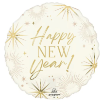 Palloncino in Foil 18" Oro con Scintille e Fuochi "Happy New Year" Capodanno