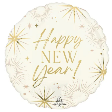 Palloncino in Foil 18" Oro con Scintille e Fuochi "Happy New Year" Capodanno