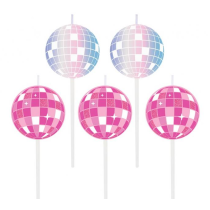 Candelina Picks Sfera Stroboscopica "Disco" 5pz Candeline Sagomate Fantasia
