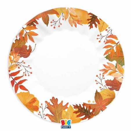 Piatto di Carta 25cm "Autumn Leaves" 6pz Festa Tema Autunno