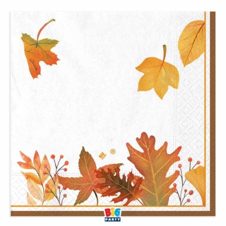 Tovagliolo di Carta 33x33cm "Autumn Leaves" 6pz Festa Tema Autunno