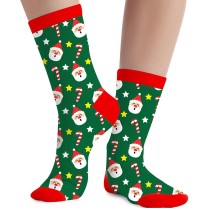 Calzini Natalizi Verdi con Babbo Natale e Candy Cane Tg 42-48 Accessori Persona Natale e Capodanno