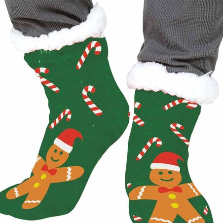 Calzini Antiscivolo e Termici Natalizi con Omini di Pan di Zenzero Accessori Persona Natale e Capodanno