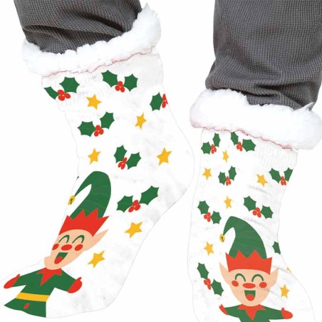 Calzini Antiscivolo e Termici di Natale con Vischio ed Elfo Accessori Persona Natale e Capodanno