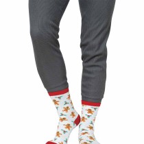 Calzini Natalizi Bianchi con Vischio e Omini di Pan di Zenzero Tg. 37-41 Accessori Persona Natale e Capodanno