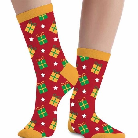 Calzini Natalizi Rossi con Pacchetti Regalo Tg. 42-48 Accessori Persona Natale e Capodanno