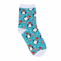 Calzini Natalizi Turchesi con Pinguini e Candy Cane Tg 37-41 Accessori Persona Natale e Capodanno