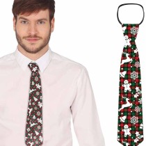 Cravatta Lucida Tartan con Simboli Natalizi Accessori Persona Natale e Capodanno