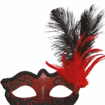 Mascherina decorata con Ghirigori, Alamari e Piuma 1pz Carnevale