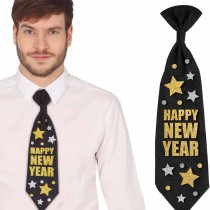 Cravatta Glitterata Nera e Oro "Happy New Year" Accessori Persona Natale e Capodanno