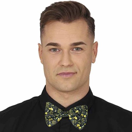 Papillon in Tessuto Nero e Oro "Happy New Year" Accessori Persona Natale e Capodanno