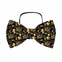 Papillon in Tessuto Nero e Oro "Happy New Year" Accessori Persona Natale e Capodanno