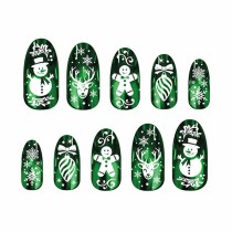 Unghie Finte Verdi e Bianche con decori natalizi 12pz Accessori Persona Natale e Capodanno