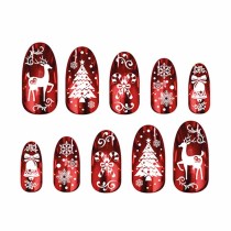 Unghie Finte Rose Gold e Bianche con decori natalizi 12pz Accessori Persona Natale e Capodanno