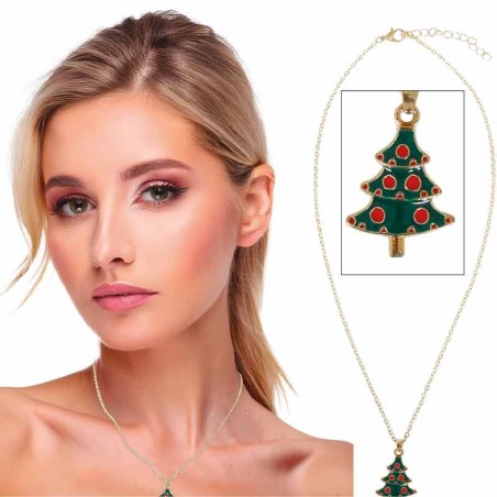 Collana con Albero di Natale in Metallo Accessori Persona Natale e Capodanno